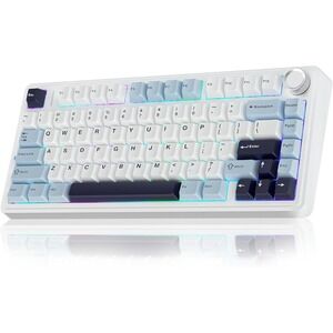 AULA F75 75% Creamy Mechanical‎ Keyboard RGB Wireless BT5.0 White Blue